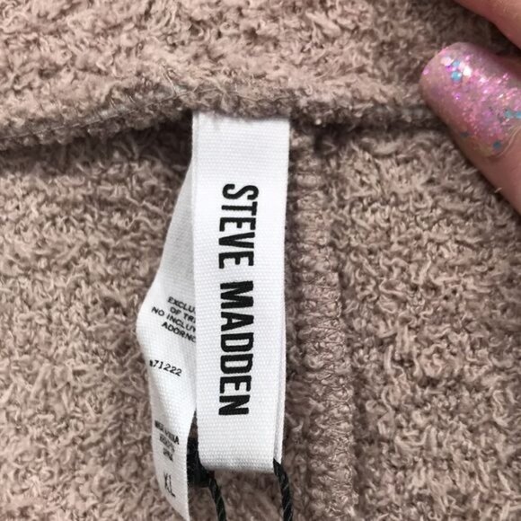Steve Madden Women's Wide-Leg Chenille Sleep Pants in Bark XL New - Picture 4 of 11